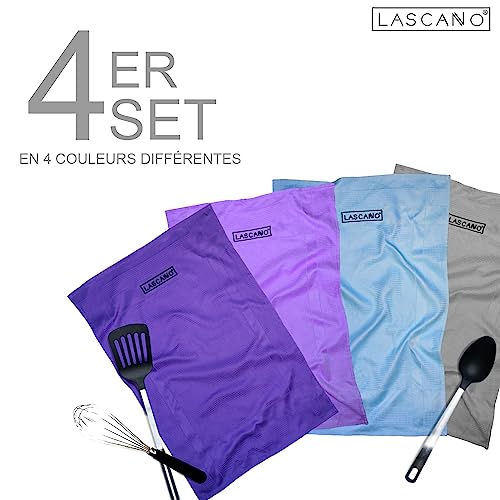 Torchons Microfibre Lascano Set de 4 Non Pelucheux pour Cuisine & Usage général - Très Absorbants - 60 x 40 cm - Édition