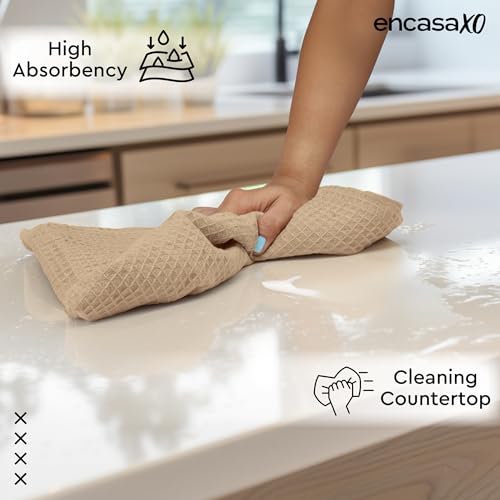 Serviettes de Cuisine et Gants de Toilette Encasa XO Multicolore | Torchon Texturé et Séchage Rapide | En Coton Réutilis