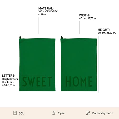 Torseurs de Cuisine Design Letters 100% Coton Absorbant Lot De 2 60x40cm Oeko-Tex Multivous Absorbant Essuie-Mains