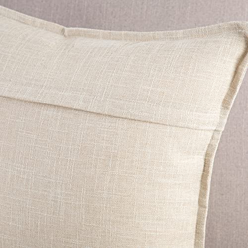 Madizz Lot de 2 Housses de Coussin Doux Lin Décoratif Couvertures de Style De Luxe pour Canapé et Chambre Beige Clair 45