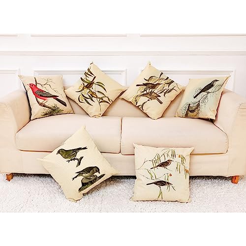 Housse Taie Oreiller 45x45cm Kaki Flanelle Art Rétro Oiseau Personnalisé pour Adulte Transat Weekend