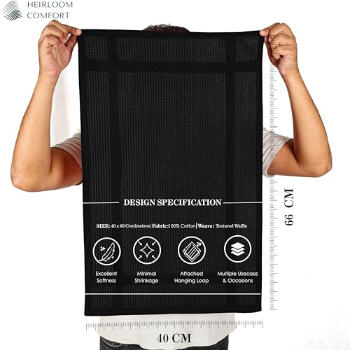 HEIRLOOM COMFORT Torchons de cuisine gaufrés super absorbants, séchage rapide, 100 % coton, Lot de 3, 40 x 66 cm, durabl