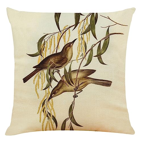 Housse Taie Oreiller 45x45cm Kaki Flanelle Art Rétro Oiseau Personnalisé pour Adulte Transat Weekend